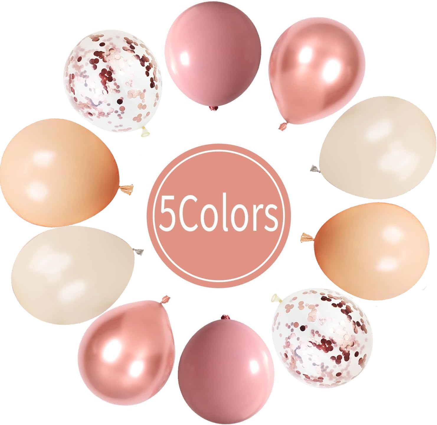 Blush Dusty Pink Balloons, 60Pcs Retro Pink Rose Gold Balloon, 12Inch Metallic Confetti Rose Gold Cream Nude Balloon for Girls Birthday Bridal Baby Shower Wedding Boho Party Decoration