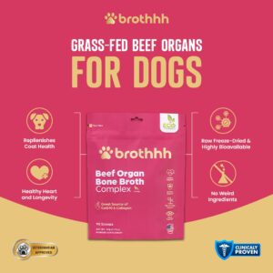 Beef Organ Meal Topper for Dogs - Bone Broth Protein - CoQ10 - Collagen - 100% Grass Fed - Pasture Raised - Veterinarian Approved - Non-GMO - Made in The USA by Brothhh - 3.17 oz. Powder