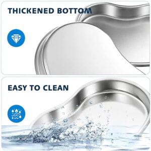 Dental Tray - Prgislew 2 Pack Kidney Trays Stainless Steel Tray Medium Emesis Basin Reusable Metal Kidney Dish for Dental Piercing Lab Instrument Kitchen Pet Bathroom Tools (2pcs)