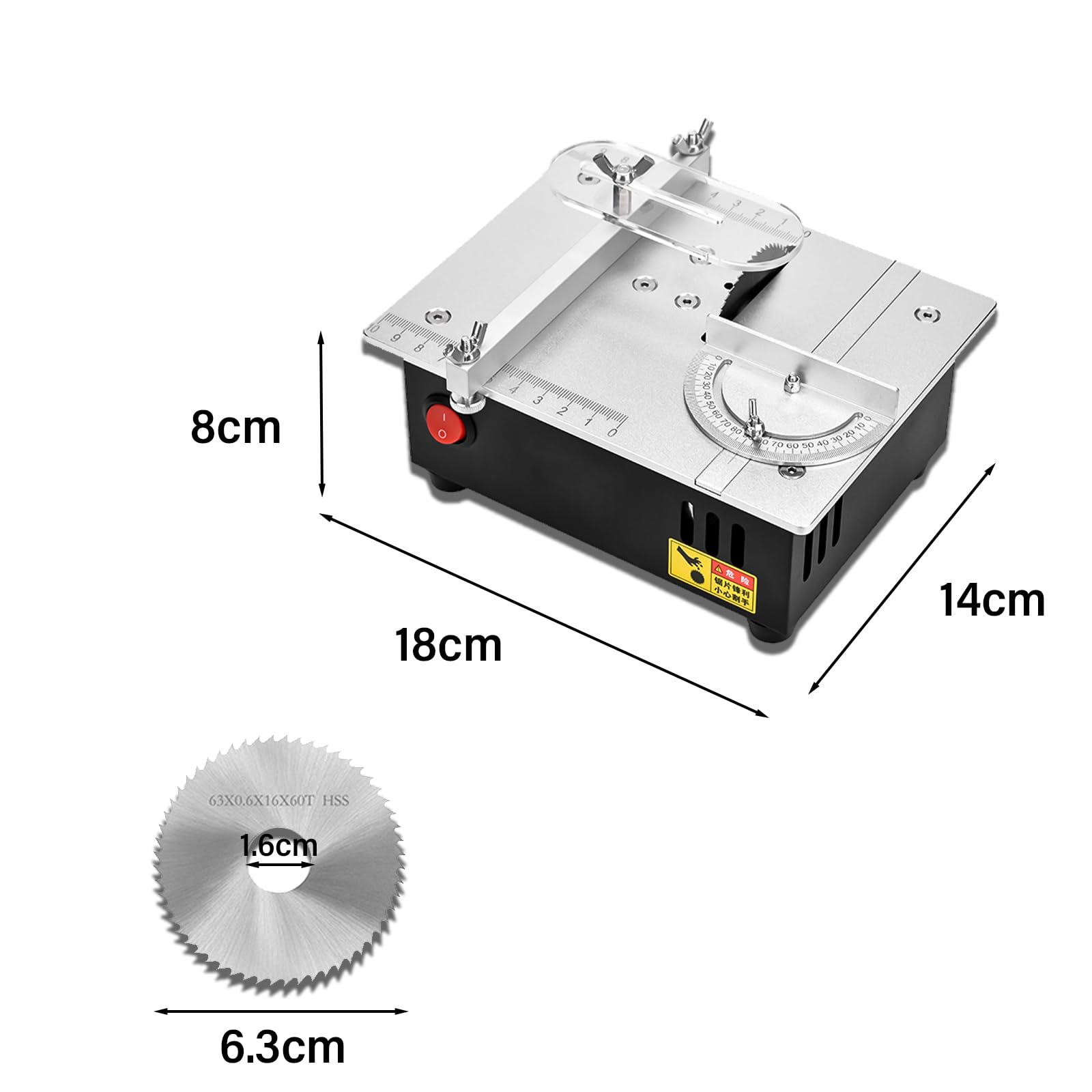 Precision Mini Electric Table Saw, DIY Hobby Handmade Woodworking Bench Cutting Machine Adjustable Cut Depth Small Desktop Saw for Miniature Wood Craft