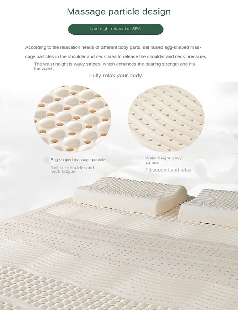 WKXTECZT 100% Natural Latex Mattress,Washable Natural Latex Mattress Imported Natural Rubber Pure Mattress,Honeycomb Pore Ventilation,Latex Mattress,4in,200x220cm(79x86in)