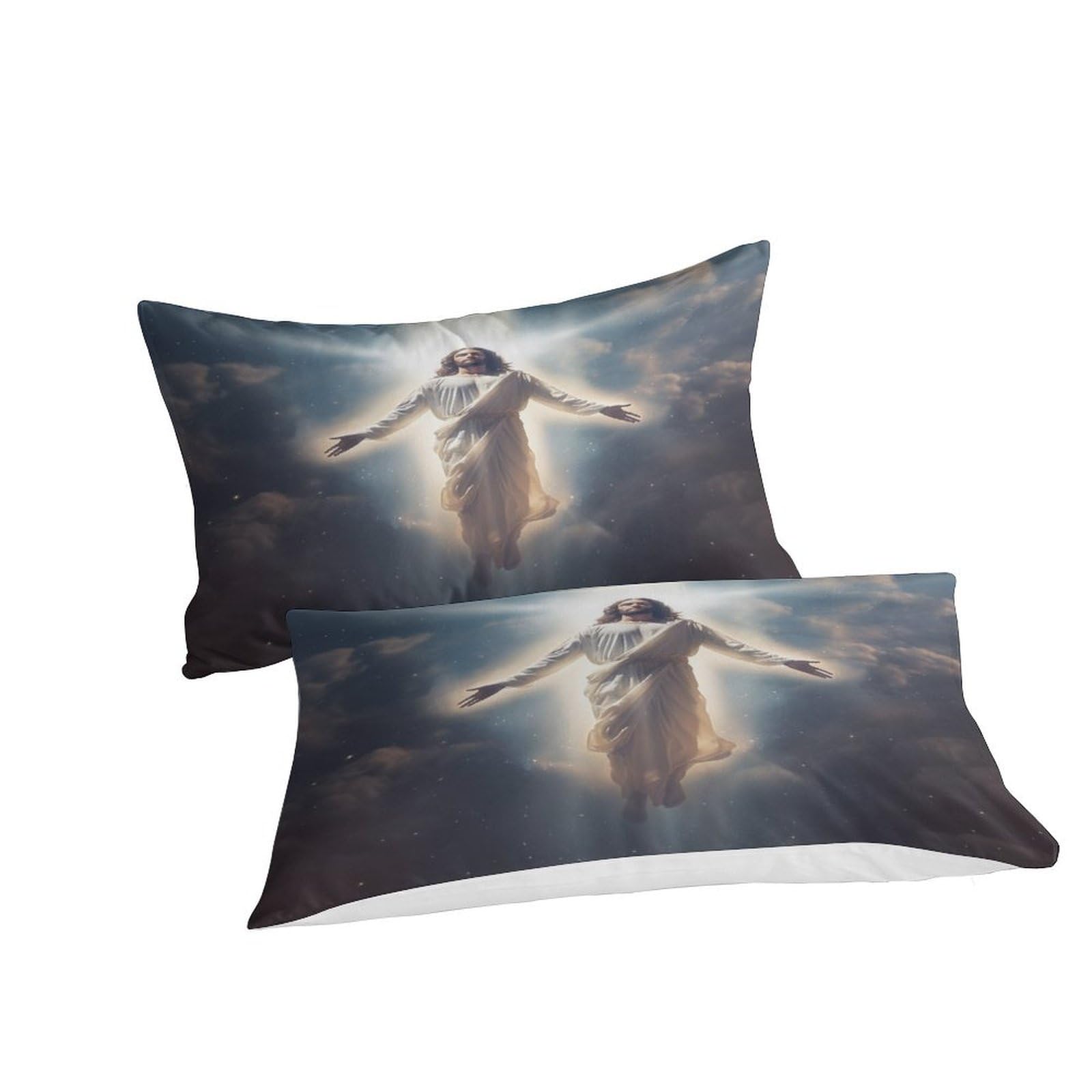 ERGTT Jesus Quilt Cover 3D Printed Beautiful Angel for Boys Girls Comforter Covers Duvet Cover with Pillow Cases with Zipper Closure Bedding Set Soft Microfiber 3 Pieces Full（203x228cm）, Style-2