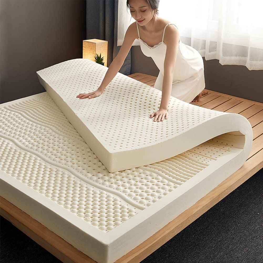 WKXTECZT 100% Natural Latex Mattress,Washable Natural Latex Mattress Imported Natural Rubber Pure Mattress,Honeycomb Pore Ventilation,Latex Mattress,4in,200x220cm(79x86in)