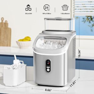 Ice Cube Maker Antarctic Star Countertop Ice Machine, 2 Ways to Add Water, 30Lbs/24H, 16Pcs/13Mins, Self-Cleaning, Ice Scoop&Ice Basket, for Kitchen/Office/Bar (Grey)