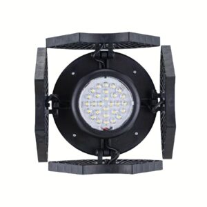 LED Garage Lights of Lens,300W Deformable Garage Ceiling Light 30000LM E26/E27 Basement Lights with 4+1 Adjustable LED Panels for Workshop, Shop, Garage, Warehouse(NO Motion Activated)