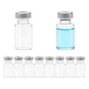 lzhnb 2ml glass vials for injection, self healing injection port, empty transparent sealed vials 10pcs. (2ml)