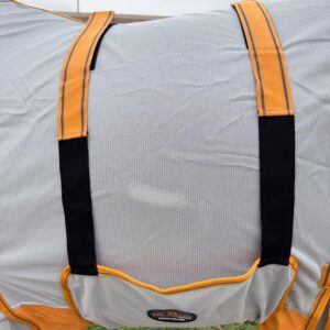 HILASON 78" Inches Horse Fly Sheet with Neck UV Protect Mesh Bug Mosquito Summer White/Orange | Horse Fly Sheet | Horse Western Fly Sheet | Fly Sheets for Horses | Mosquitoes Protection for Horses