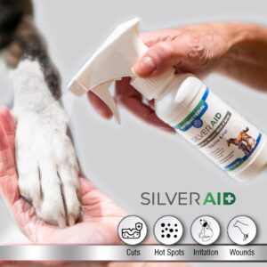 SilverAid Wound & Skin Spray, Patented Colloidal Silver Spray, Hot Spot Treatment for Dogs, Cats, Horses, Relief of Itching, Irritations, Burns, Minor Cuts, Coat Care, Vet Recommended, Made in USA