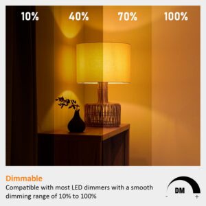 Maelsrlg Sleep Light Bulb, 60 Watt Equivalent, Dimmable, Blue Light Blocking LED Bulb, A19 E26 Base, 1800K Amber Light Bulbs, 9W 800 Lumen, Warm Light Bulbs, 4-Pack