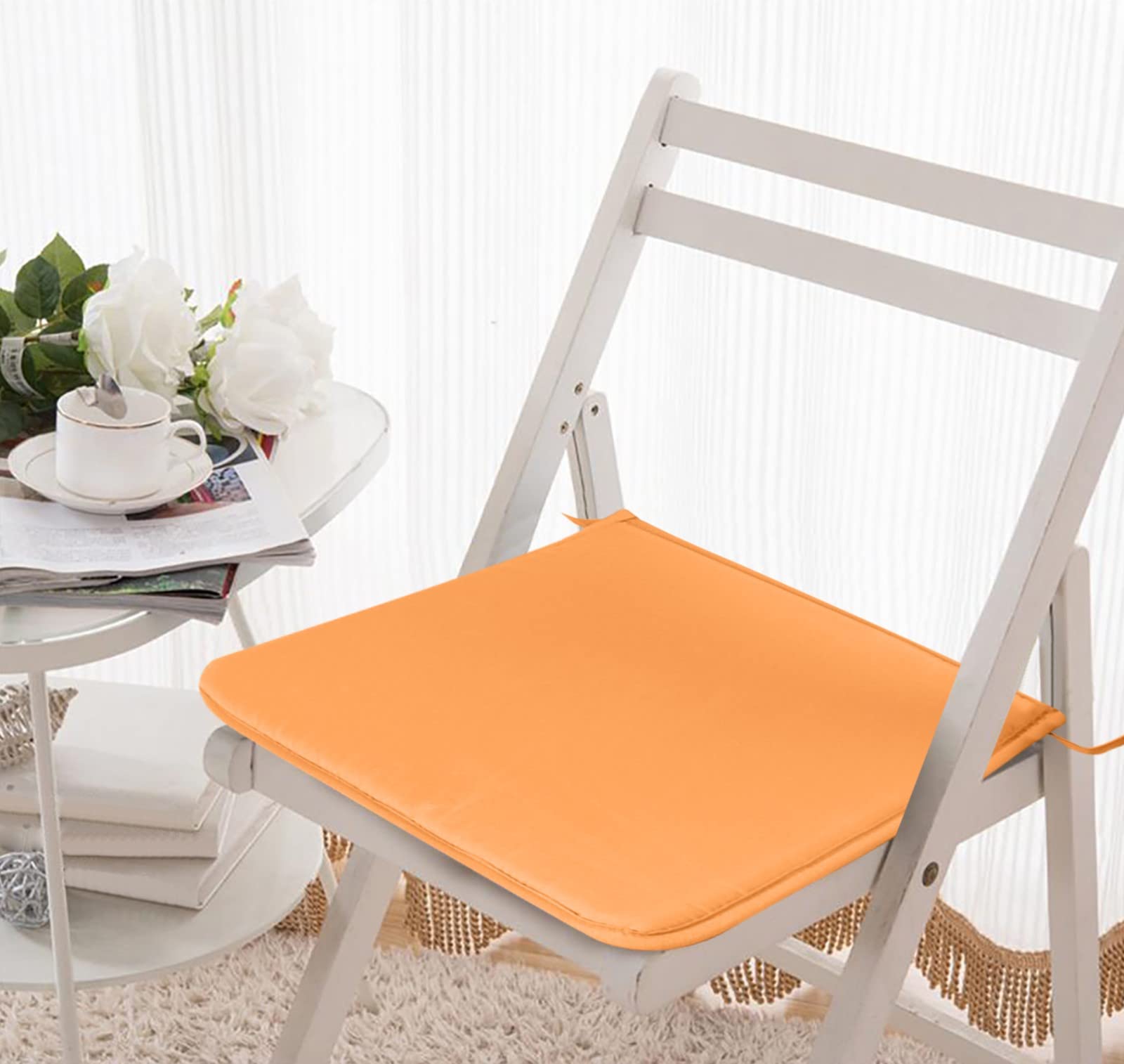 Generic Square Chair Cushion, Outdoor Chair Cushions Waterproof, Patio Chair Cushions for Outdoor Furniture Thick Outdoor Cushions for Chairs, Kitchen, Dining Room, Office, Patio Chairs (Orange)