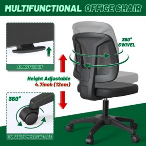 Armless Mesh Small Computer Office Desk Chair for Home with Lumber Support and Adjustable Height for Child and Adult