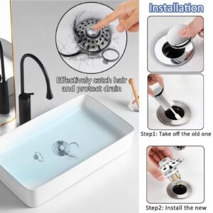 AzWzz 1 PCS Bathroom Sink Drain Stopper with Strainer and 1 PCS Bathtub Drain Stopper with Drain Hair Catcher, 3 in 1 Feature, All Brass Plating Process