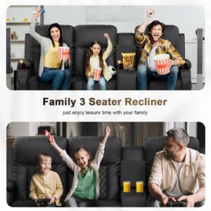 YONISEE Recliner Sofa Set, Modern 3 Seat Reclining Sofa and 1 Seat 360° Swivel Recliner Chair with Heat and Massage for Living Room (3 Seat Sofa+Recliner Chair)