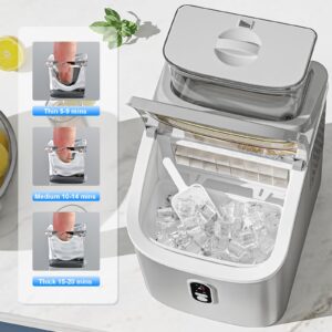 Ice Cube Maker Antarctic Star Countertop Ice Machine, 2 Ways to Add Water, 30Lbs/24H, 16Pcs/13Mins, Self-Cleaning, Ice Scoop&Ice Basket, for Kitchen/Office/Bar (Grey)