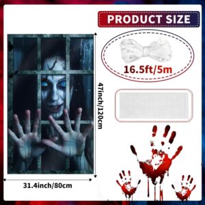 FOIMAS Halloween Window Cover Prop Spooky Female Ghost Window Poster Decoration Silhouette Decoration for Halloween Party Home Decoration Photo Props