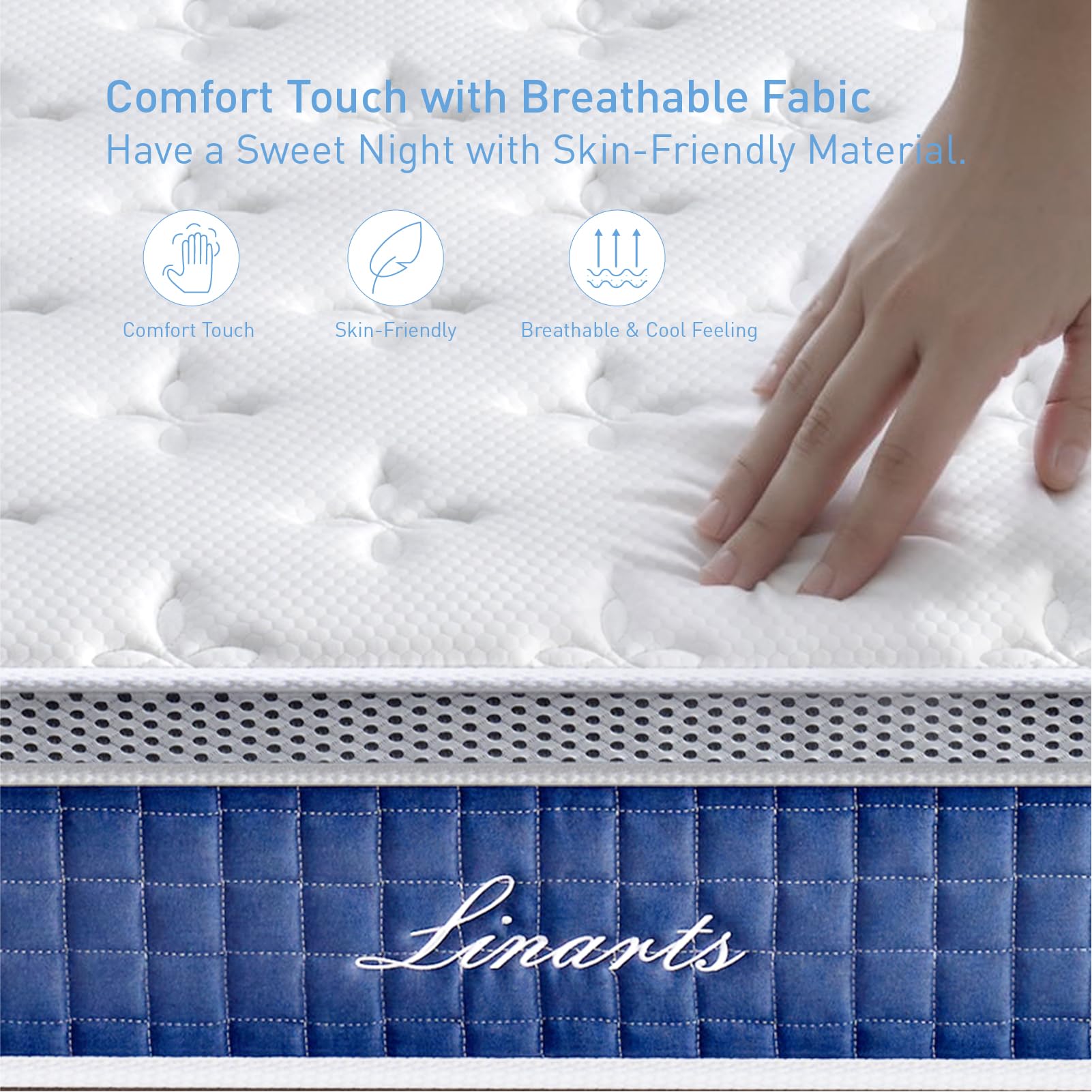 LINARTS Full Mattress, 12 Inch Full Size Hybrid Mattress in a Box with Pocket Spring & Soft Knitted Fabric for Comfort, Motion Isolation, Pressure Relief, Edge Support, Improve Sleep, Medium Firm