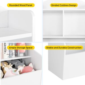 IDEALHOUSE 3-Tier Toy Storage Cabinet and Bookcase, Multi Shelf with Cubby Organizer Cabinet for Toys, for Playroom, Bedroom, Hallway and Kindergarten School (White)