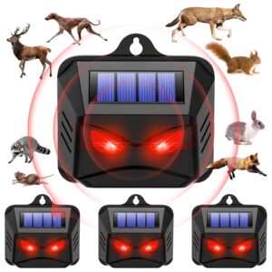 2024 solar animal repellent outdoor coyote deterrent for yard racoon repellent outdoor skunk repellent for yard,deer repellent devices predator eyes predator lights for chicken coop farm garden,4 pack