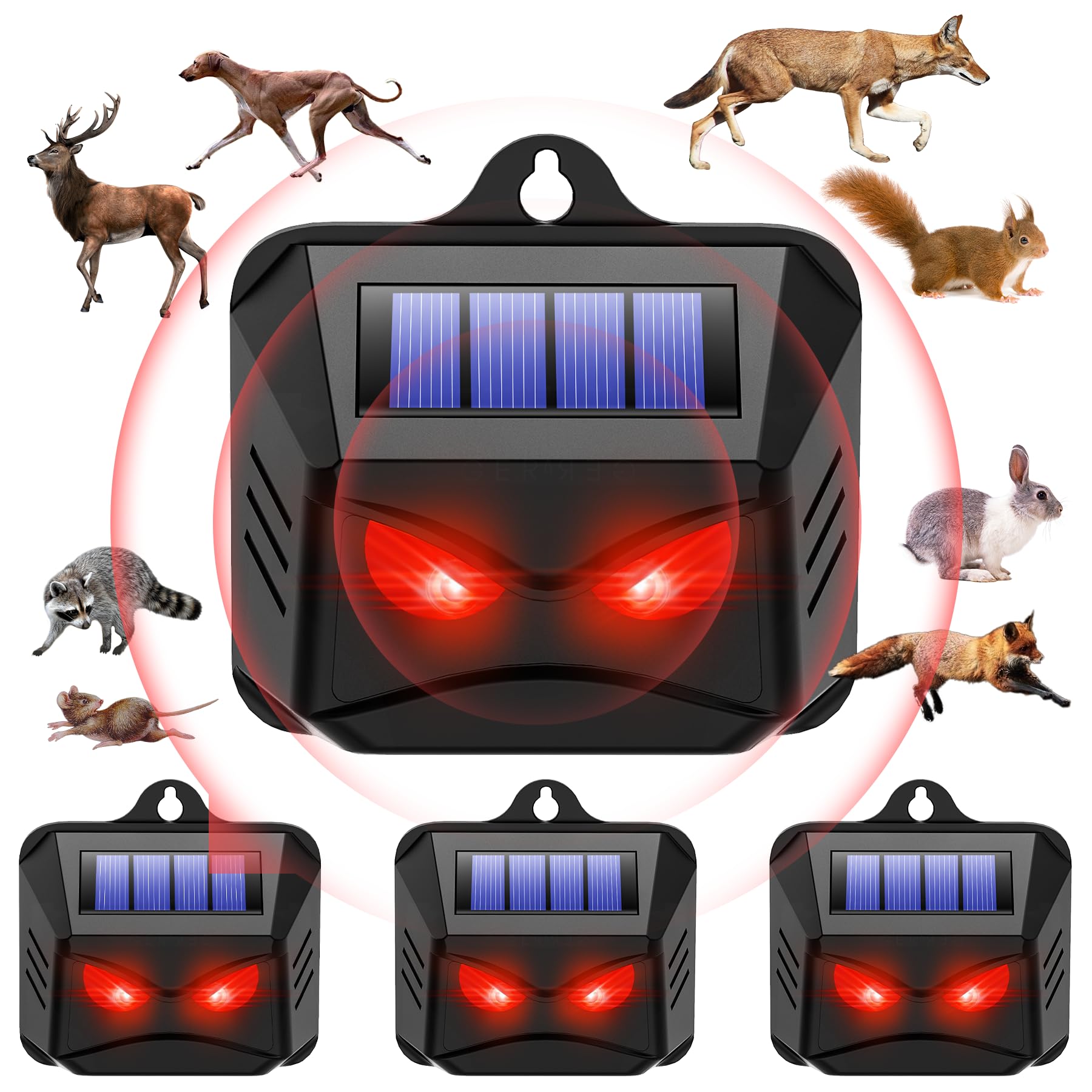 2024 Solar Animal Repellent Outdoor Coyote Deterrent for Yard Racoon Repellent Outdoor Skunk Repellent for Yard,Deer Repellent Devices Predator Eyes Predator Lights for Chicken Coop Farm Garden,4 Pack