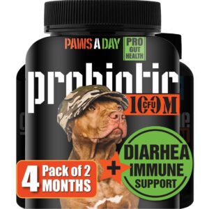 canine probiotics for dogs diarrhea relief flora & immune support – “army soldier owned” veterinary dog probiotics for digestive health, firmer stools & sensitive stomach, 60 yummy tablets (pack of 2)