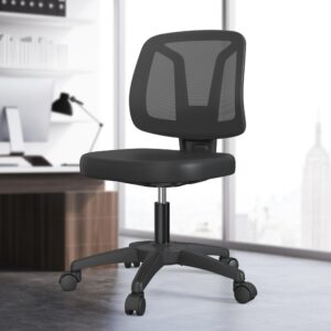 armless mesh small computer office desk chair for home with lumber support and adjustable height for child and adult