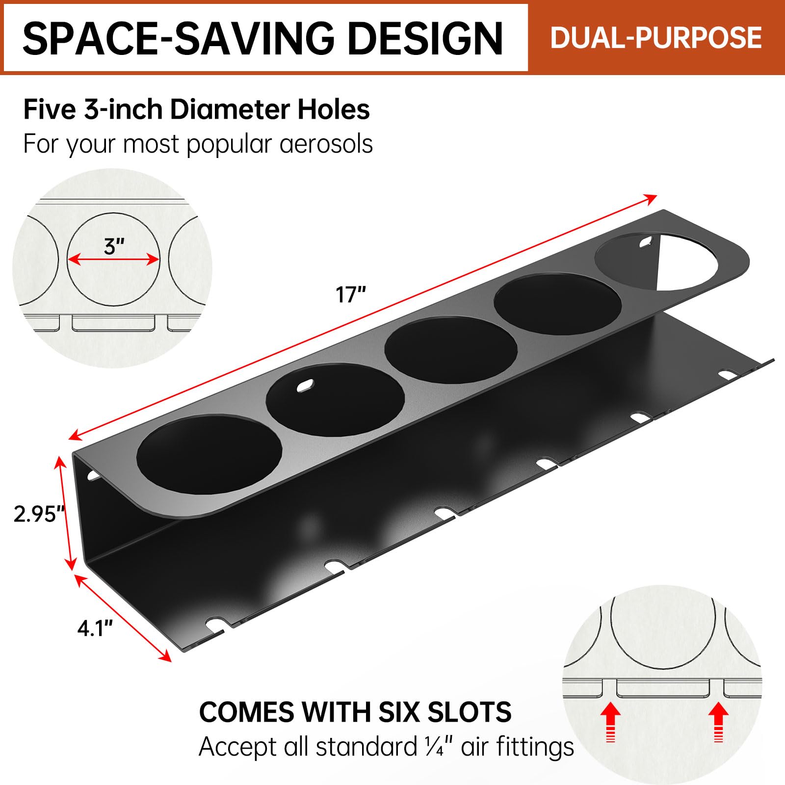 woiron Pneumatic Tool Holder/Aerosol Rack Combo, Wall Mounted Spray Can Bottle Holder, Air tool organizer, for Tool Organizer for Garage, Craft Workspace and Home