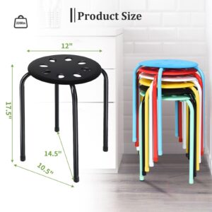 6-Pack Plastic Stackable Stools, 17.5" Multipurpose Stool Chairs w/Metal Frame, X-Shape Connection, Non-Slip Feet, Mulit Color for Students Child Kids, Colorful