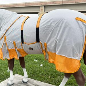 HILASON 78" Inches Horse Fly Sheet with Neck UV Protect Mesh Bug Mosquito Summer White/Orange | Horse Fly Sheet | Horse Western Fly Sheet | Fly Sheets for Horses | Mosquitoes Protection for Horses