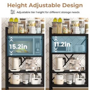 Storage Shelves, Adjustable 4-Tier Kitchen Shelves with 3 Wire Baskets, Kitchen Organizers and Storage, Metal Shelf Rack with Wheels for Garage, Pantry, Bathroom, Closet, House Warming Gifts New Home