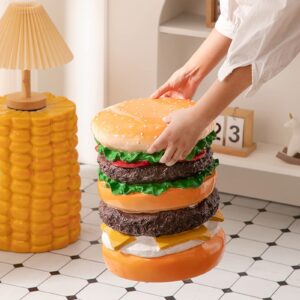 BHFFTHK Food Shoe Changing Stool,Cute Soft Simulated Food Stool,Soft Resin Retro Fun Ingenious Decorative Low Food Shoe Changing Stool for Home Hallway Office Lounge Dorm Room(Burger Stool)