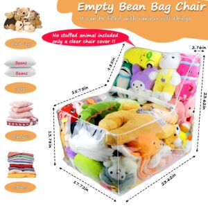 Clear Stuffed Animal Bean Bag Chair Cover for Kids, Waterproof Large Stuffable Beanbag Chair Cover, Creative PVC Plush Toys Storage, for Organizing Toddler & Children Rooms Soft Stuff Animal