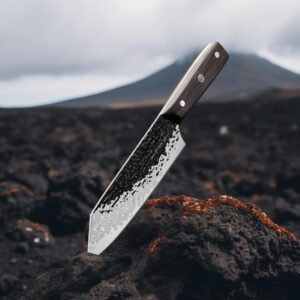 The Cooking Guild - Bunka Knife 7-inch Crafted from 67 layers Japanese Damascus Steel - Razor Sharp and Perfectly Balanced for Precision Cutting - Includes Protective ONYX Sheath