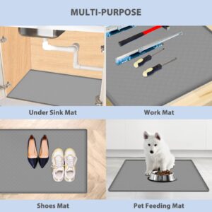 Under Sink Mat, 34'' x 22'' Flexible Silicone Under Kitchen Protectors, Easy to Clean Shelf Liner, Under Sink Mats for Kitchen Waterproof, Cabinet Organizers and Storage