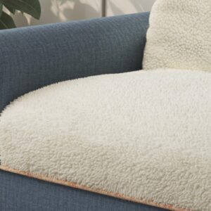 Woyomeub Couches for Living Room 82.5" Oversized 3 Seater Loveseat Sofa Teddy Fleece Fabric Sleeper Sofas