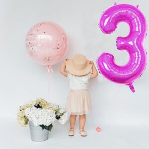 Hot Pink 7 Balloon, 40 Inch Large Laser Hot Pink Foil Helium Number Balloons 0-9 for Girls Women, Giant Self Inflating Mylar Hot Pink Number 7 Balloons for Baby Shower Princess Birthday Anniversary