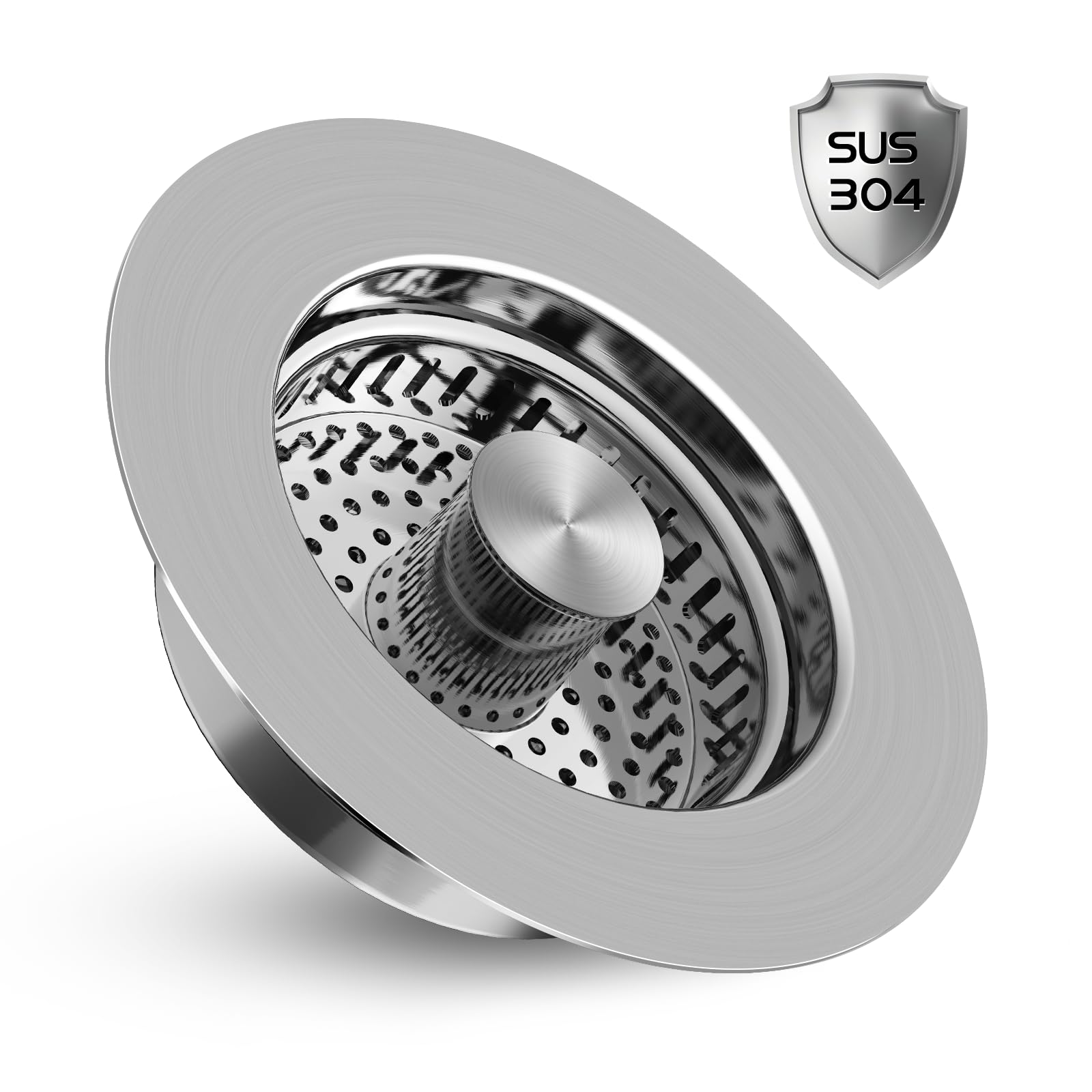 NileHome Kitchen Sink Drain Strainer, 3 in 1 Sink Strainer Stopper Fits US Standard 3-1/2" Drains Sink Strainer with 304 Stainless Steel Pop Ups Anti-Blocking Anti-Rust High Temperature Resistant