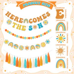 LARRAZABAL Here Comes The Son Baby Shower Banner, Here Comes the Son Baby Shower Decor Boy Boho Retro Sunshine 1st Birthday Party Supplies