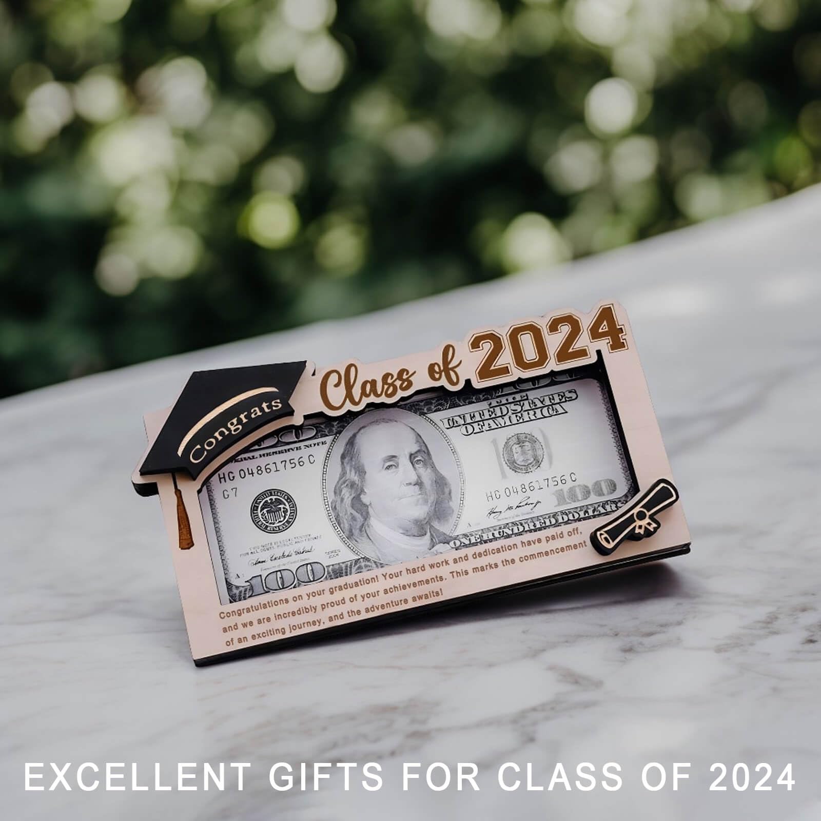 Graduation Gifts 2024 Money Holder, Wooden Graduation Money Cash Envelope Box for Class of 2024 Senior College University Graduates