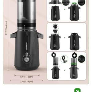 ACOQOOS Juicer Machines, Cold Press Juicer Whole Fruit and Vegetable with 4.3" Feeding Chute, Easy to Clean Juicers with 2 Cups, Masticating Juicer Black