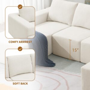 Olodumare U Shaped Minimalist Modular Sectional Sofa Sets, Modern 6 Pcs Luxury Chenille Floor Cloud Couch, Free Combination, Foam-Filled Sleeper Sofa Bed for Living Room, Office, Deep Seat, Beige