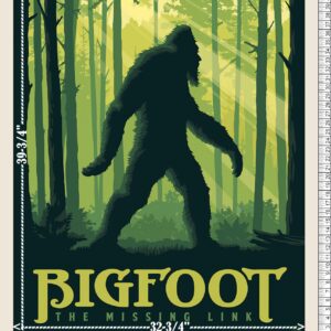 Riley Blake 36"" X 44"" Panel Bigfoot Legends of The National Parks The Missing Link Fantasy Cotton Fabric Panel (PD15063-PANEL), Green