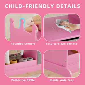 XJD Kids Dress Up Storage Wardrobe with Mirror and Drawers, Kids Clothes Rack Armoire Dresser Storage Bin(Pink)