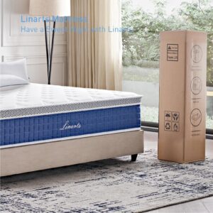 LINARTS Full Mattress, 12 Inch Full Size Hybrid Mattress in a Box with Pocket Spring & Soft Knitted Fabric for Comfort, Motion Isolation, Pressure Relief, Edge Support, Improve Sleep, Medium Firm