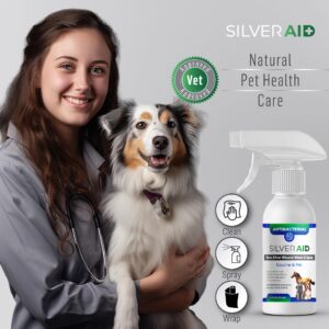 SilverAid Wound & Skin Spray, Patented Colloidal Silver Spray, Hot Spot Treatment for Dogs, Cats, Horses, Relief of Itching, Irritations, Burns, Minor Cuts, Coat Care, Vet Recommended, Made in USA