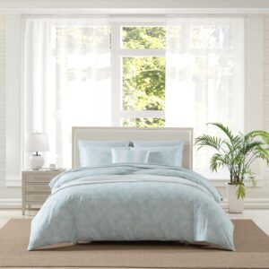 tommy bahama - queen duvet cover set, soft & breathable bedding with matching shams, tropical home decor, oeko-tex certified (art of palms blue lagoon, queen)