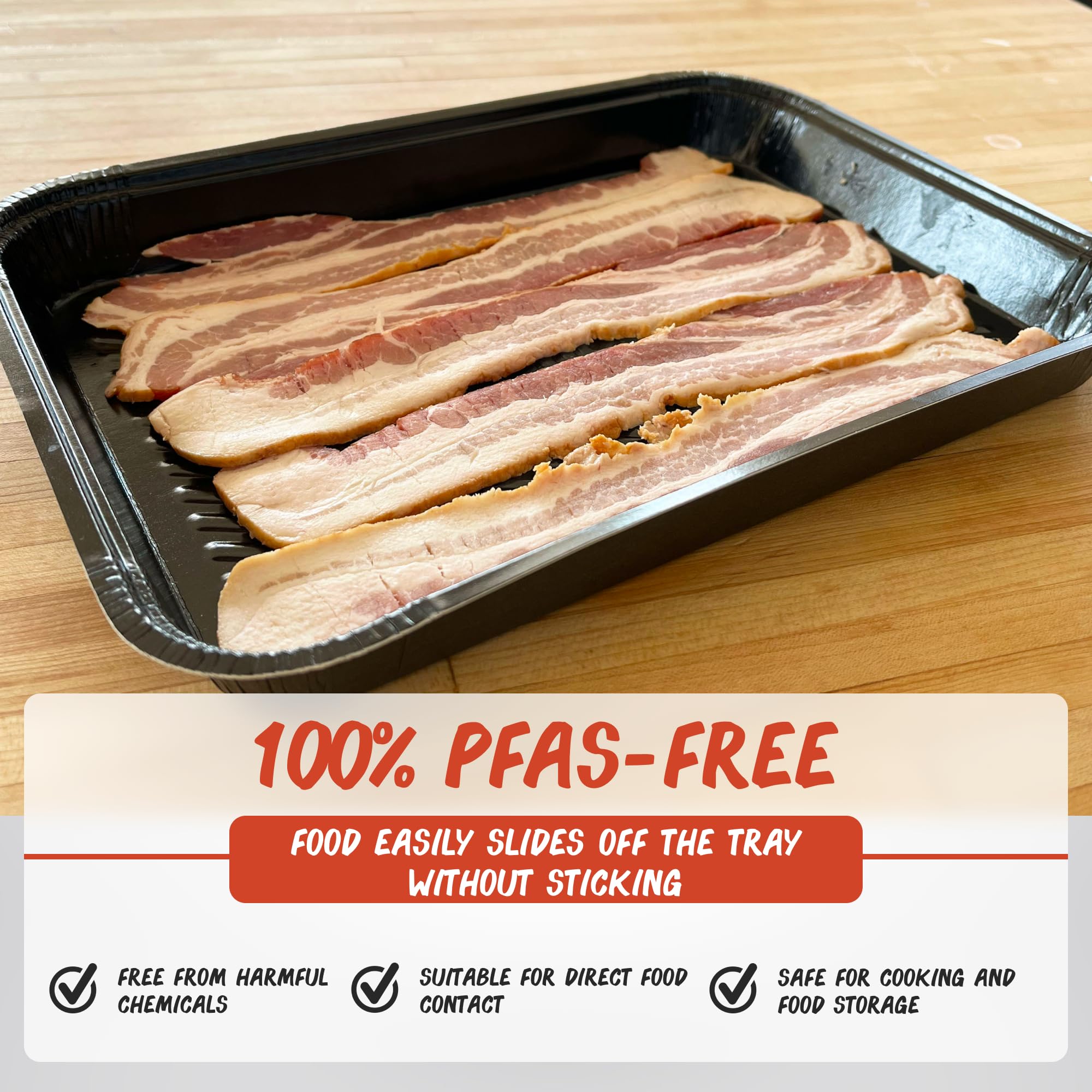 Bake 'N Buddy 9x13 Kitchen Disposable Cooking Tray 8-Pack Party Serving Trays - Foil Pan for Baking, Bacon, Crawfish - Oven and Microwave Safe Foil Pans - Catering Trays, Roasting Pan