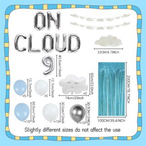 LaVenty Luxury Sliver On Cloud 9 Balloons On Cloud 9 Birthday Decoration 9 Birthday Decoration Nine Years Old Birthday Balloon On Cloud 9 Party Supplies Cloud Balloon