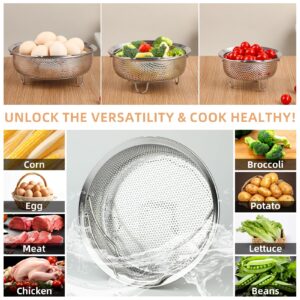 YENXIKU Vegetable Steamer Basket for Pot - Perfect Dumpling Steamer, Food Steamer & Instant Pot Accessories | Essential Stainless Steel Food Steamer for Cooking, Steamer Insert for Pot (3 Qt)