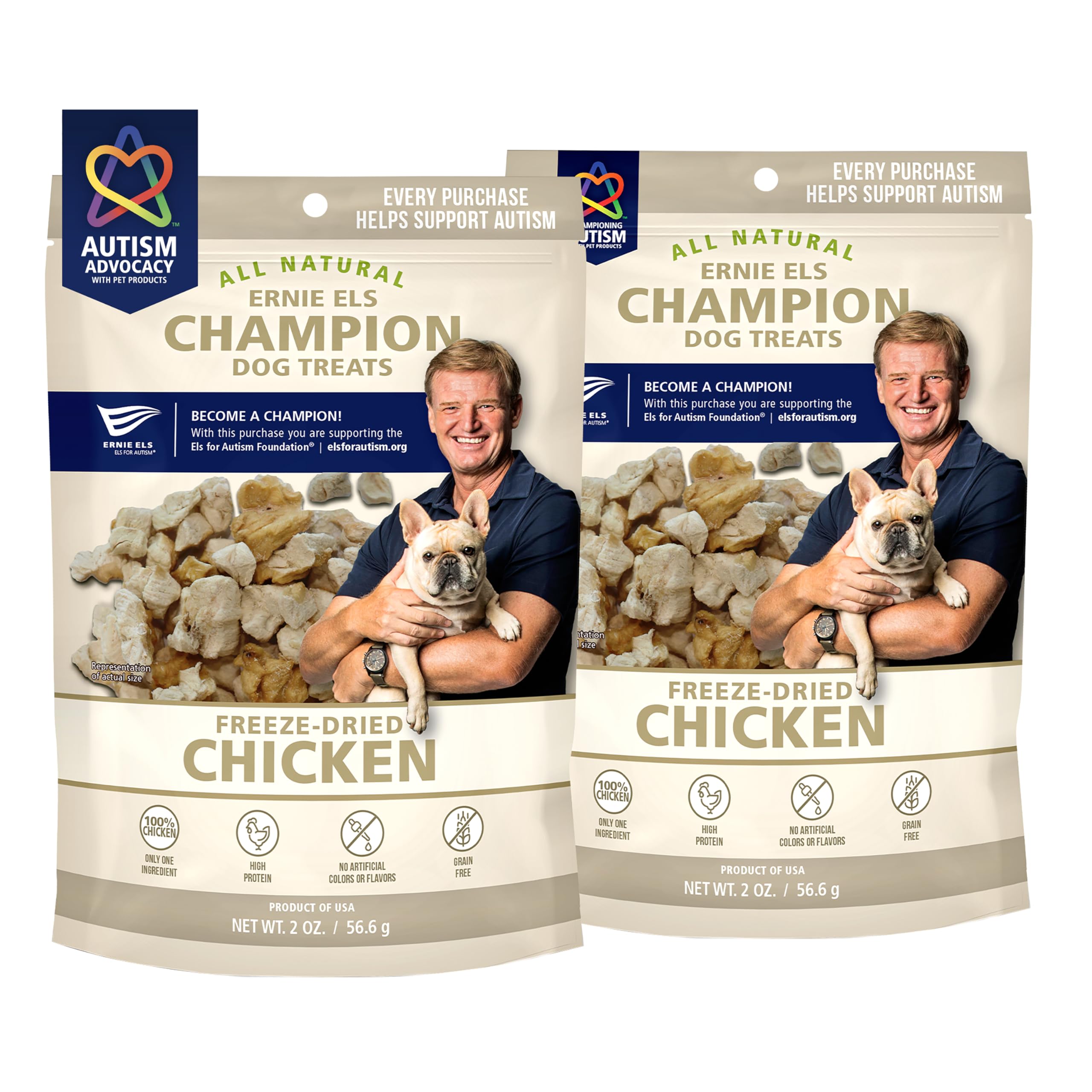 Ernie Els Premium Freeze Dried Chicken Treats for Dogs & Cats - Healthy, All-Natural Snacking, Training and Rewards, 2 Ounce (Pack of 2)