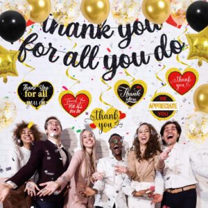 Wxiben Thank You Party Decorations - 22PCS Thank You for All You Do Banners Balloons Decorations Thank You Banners and Signs for Appreciation Party Thank You Employee Teacher Doctor Nurse Decorations